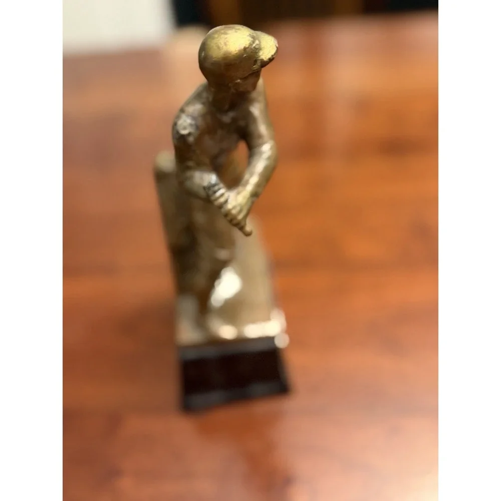 Vintage 1929 Baseball‎ Trophy Cast Metal Batter Bakelite Base Antique Award